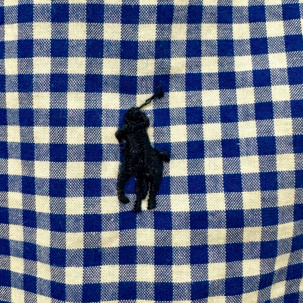 Ralph Lauren Navy Gingham Cotton Poplin Shirt - Picture 5 of 7